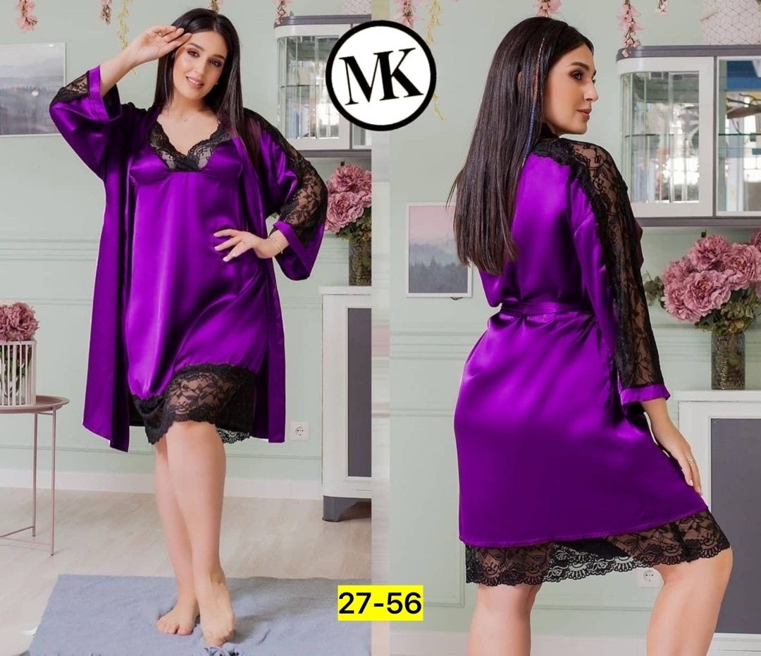 пижама и халат,комплект халат сорочка,комплект ночная сорочка и халат,пеньюар домашний,пеньюар женский атласный