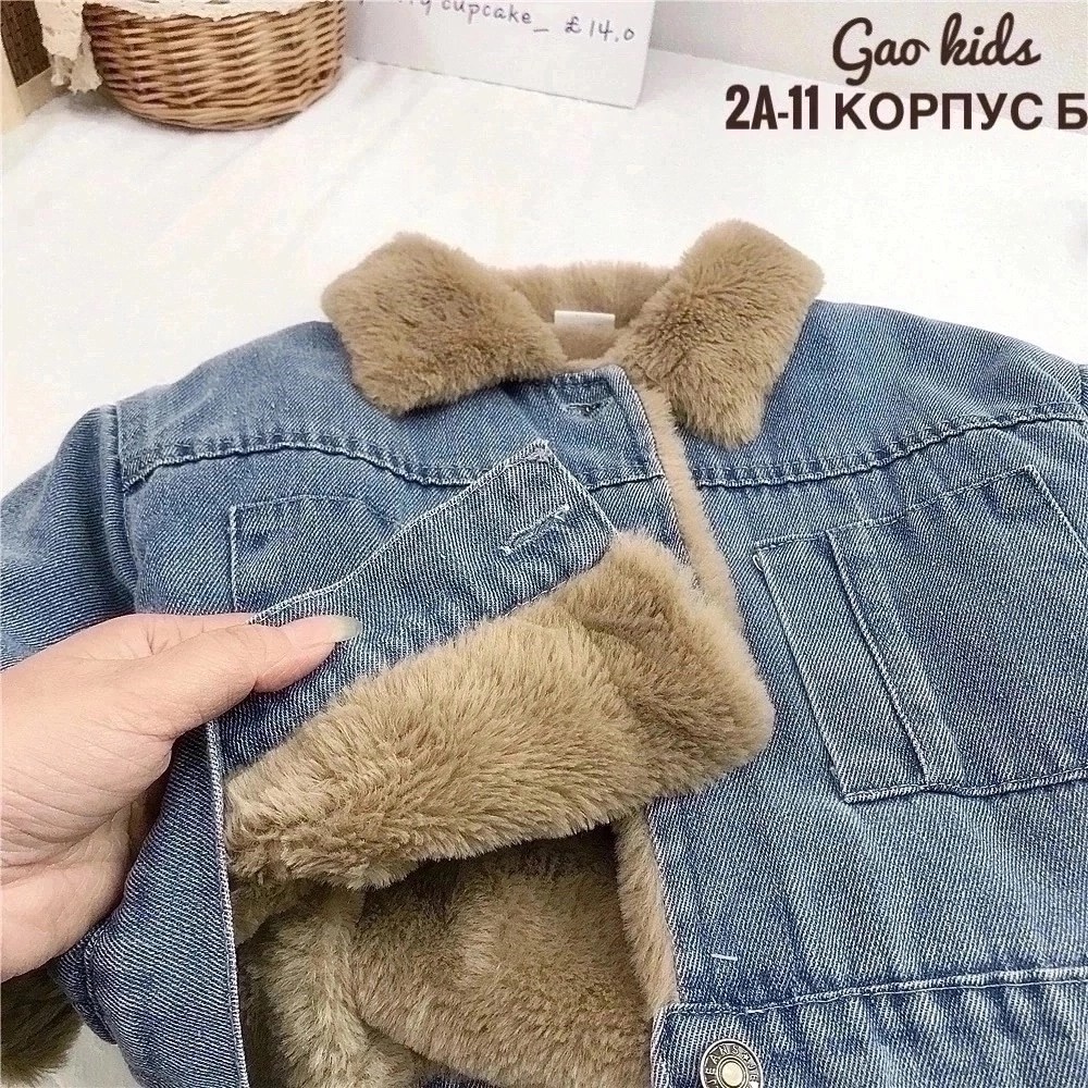 джинсовая куртка для девочек,джинсовая куртка пул энд бир с мехом,куртка джинсовая,утепленная джинсовая куртка,зимняя джинсовая куртка