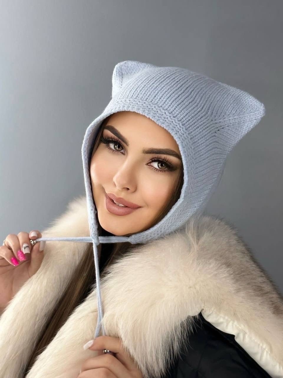 шапка с ушками,женская шапка с ушками,шапка для женщин,шапка с ушками из ангоры,шапка чепчик с ушками