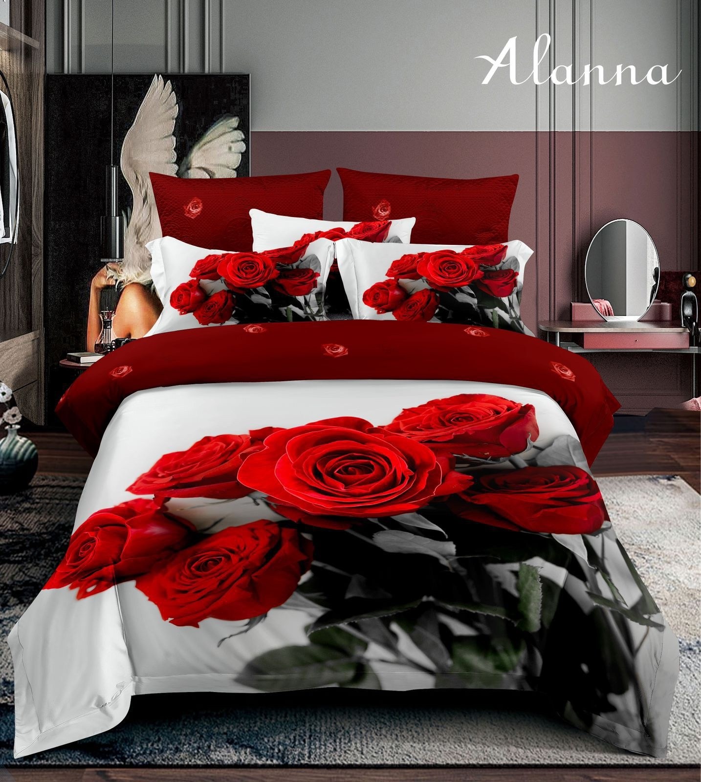 комплект постельного белья alanna,комплект постельного белья,комплект постельного белье евро,комплект постельного белья сатин евро,роскошный комплект постельного белья