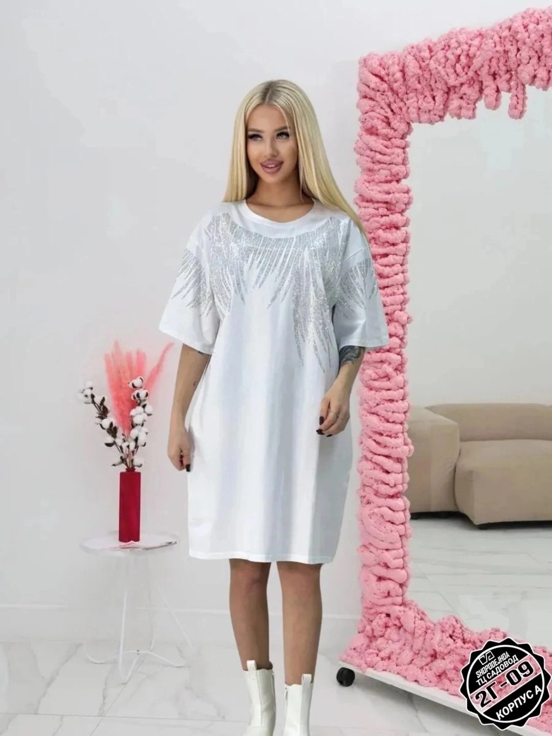 туника стильная,женские туники,платье туника,футболка оверсайз со стразам,платье женское туника