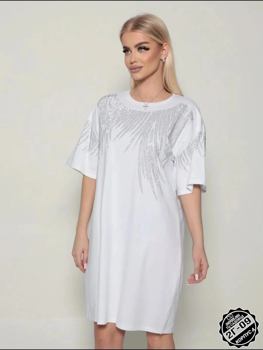 туника стильная,женские туники,платье туника,футболка оверсайз со стразам,платье женское туника