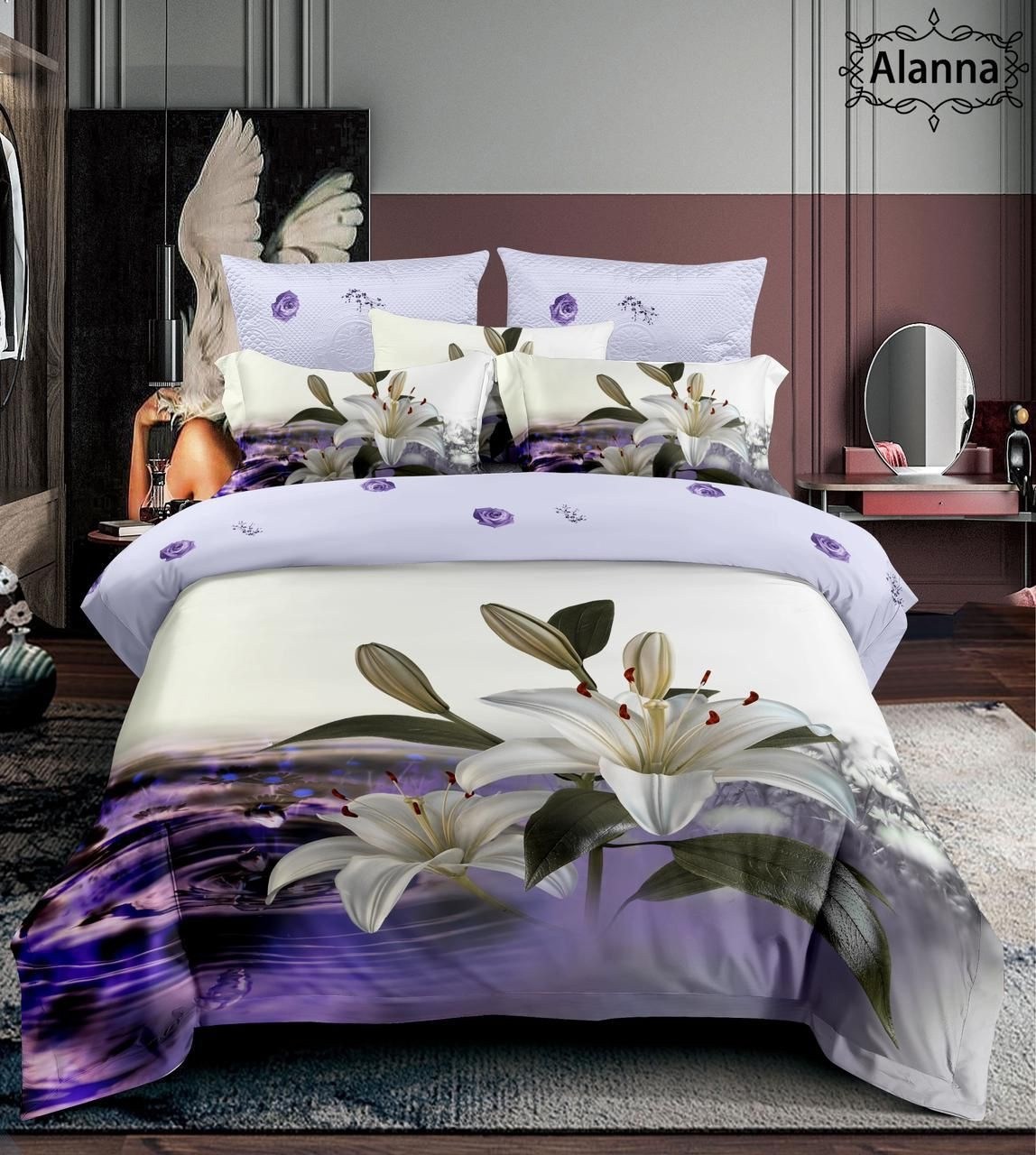 комплект постельного белья alanna,комплект постельного белья,комплект постельного белье евро,комплект постельного белья сатин евро,роскошный комплект постельного белья