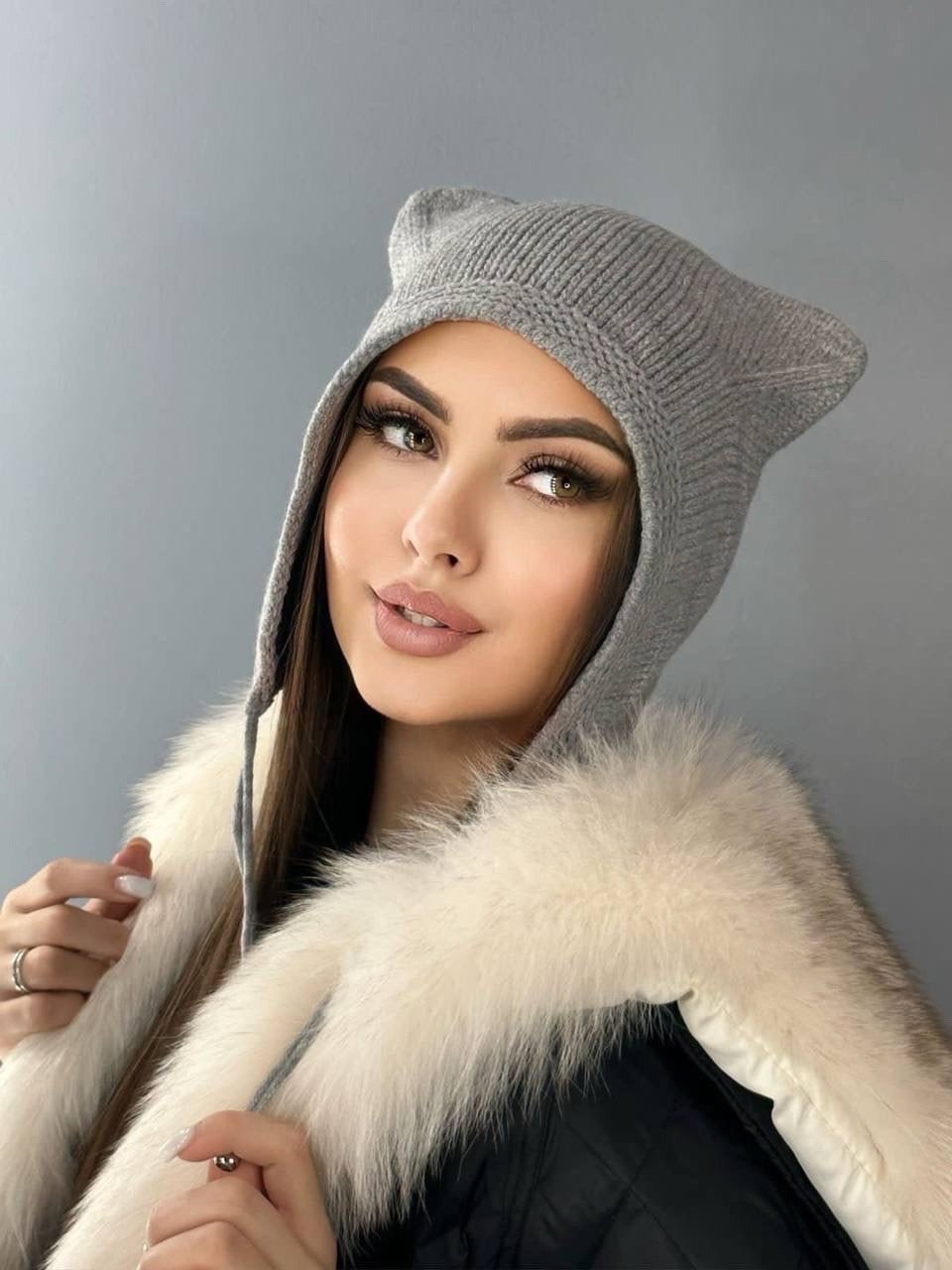 шапка с ушками,женская шапка с ушками,шапка для женщин,шапка с ушками из ангоры,шапка чепчик с ушками