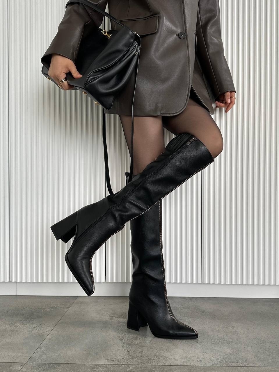 высокие сапоги,сапоги демисезонные,демисезонные сапоги на каблуке,черные сапоги,сапоги осенние на каблуке