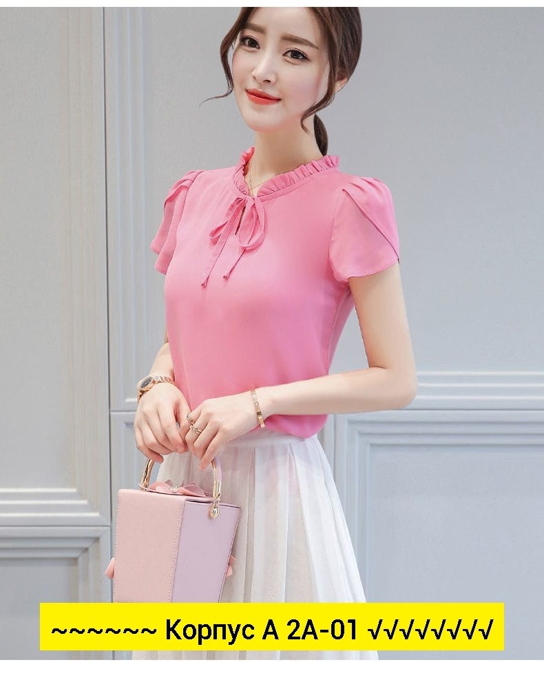 женская шифоновая блузка,блуза шифоновая,блузка шифоновая с коротким рукавом,элегантная женская блузка,блузка шифоновая