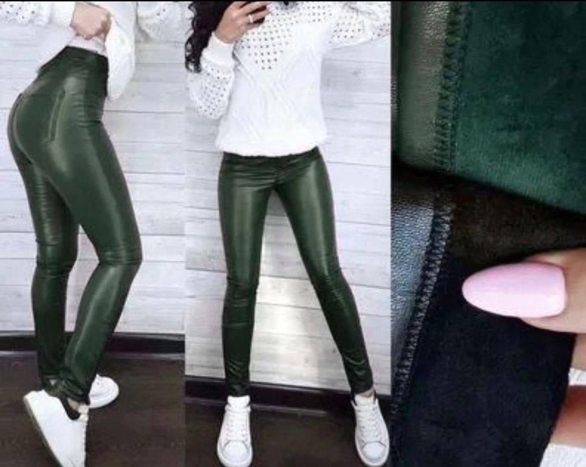 брюки из экокожи,штаны из экокожи,зеленые кожаные легинсы,легинсы женские,лосины кожаные