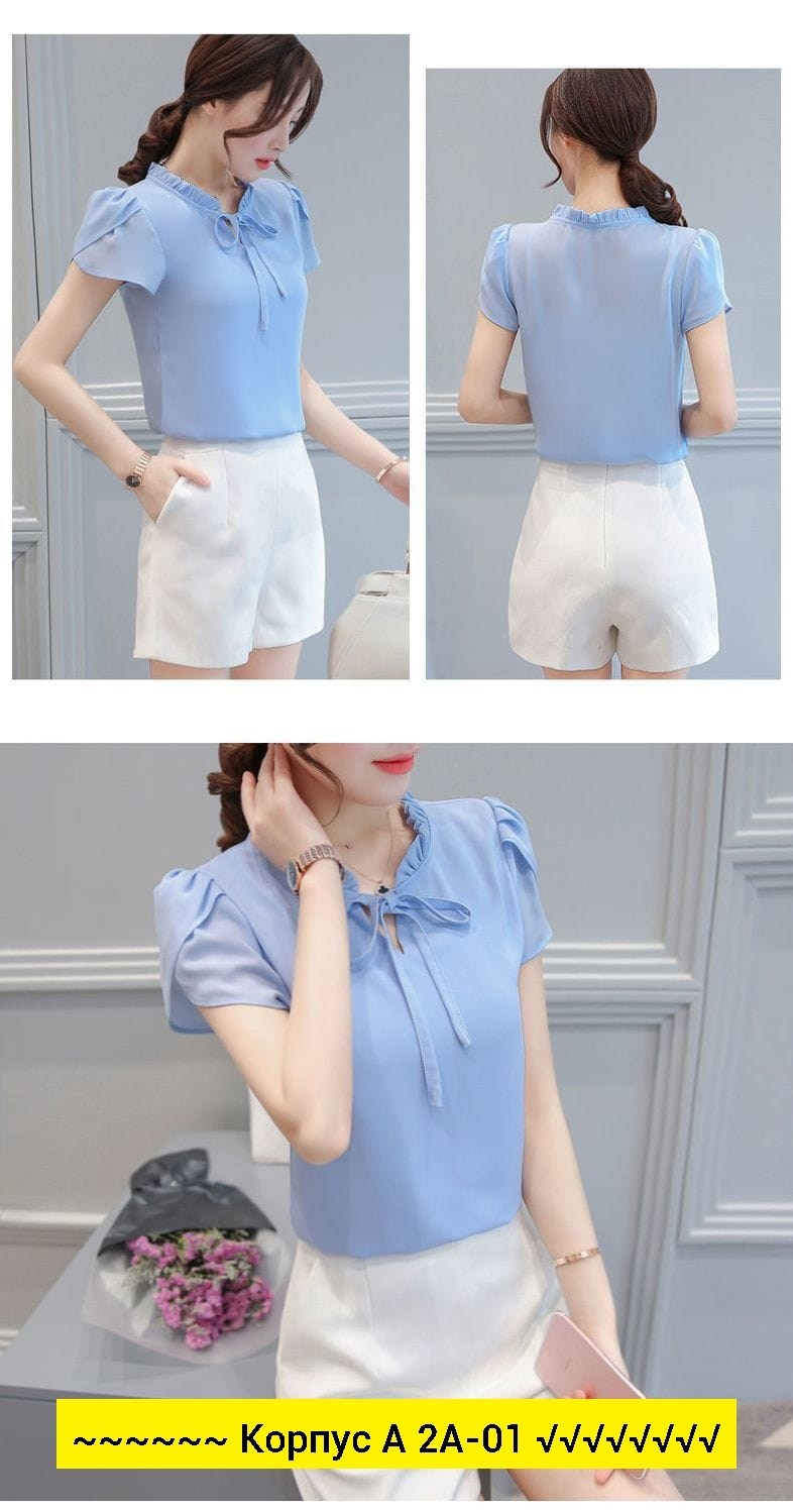 женская шифоновая блузка,блуза шифоновая,блузка шифоновая с коротким рукавом,элегантная женская блузка,блузка шифоновая