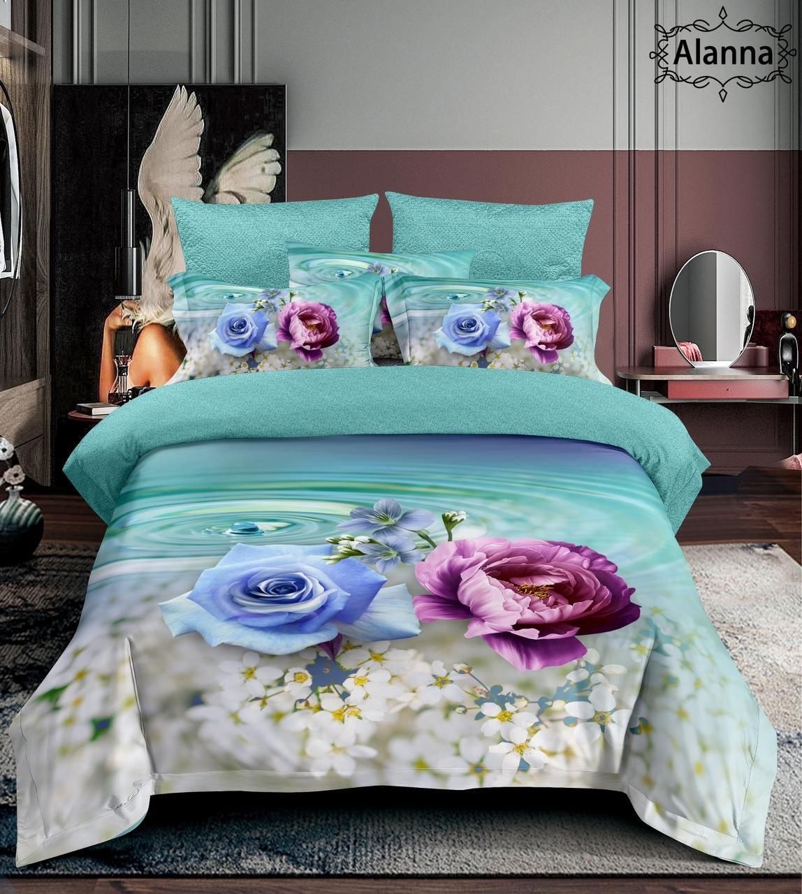 комплект постельного белья alanna,комплект постельного белья,комплект постельного белье евро,комплект постельного белья сатин евро,роскошный комплект постельного белья