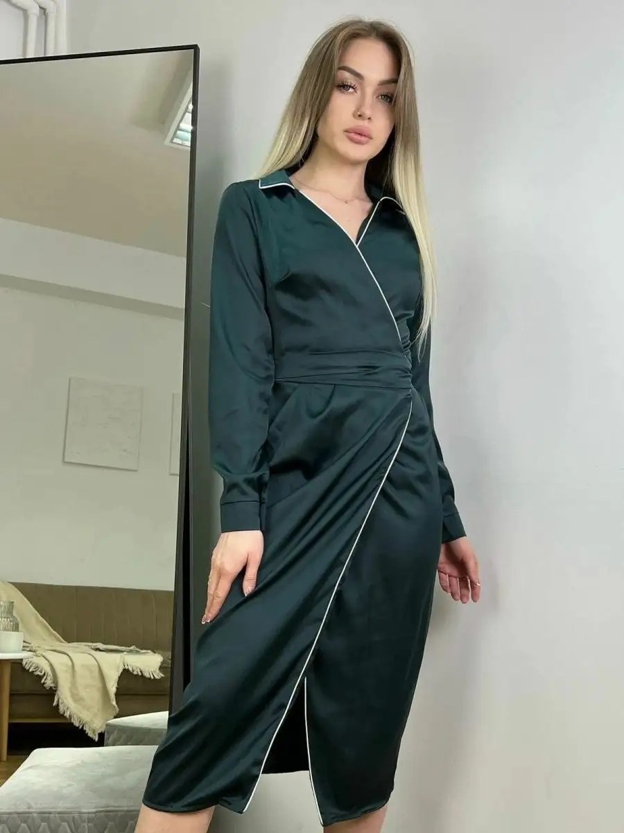 платье атласное,платье шелковое,платье с запахом черное,платье стильное,платье