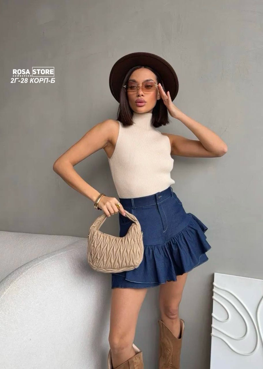 юбка,юбка джинсовая,женская юбка,юбка стильная,юбка с воланом