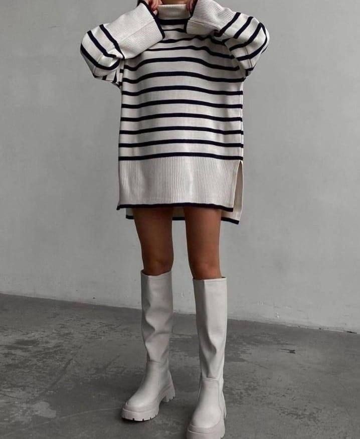 вязаный свитер оверсайз в полоску,свитер оверсайз в полоску,свитер женский в полоску,свитера туники,женский трикотажный свитер в полоску
