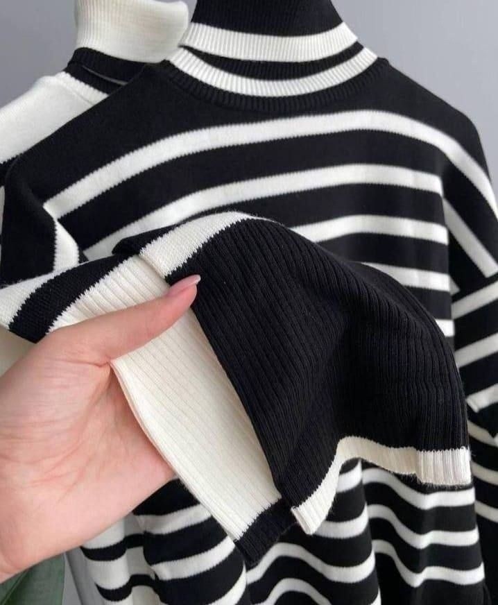 вязаный свитер оверсайз в полоску,свитер оверсайз в полоску,свитер женский в полоску,свитера туники,женский трикотажный свитер в полоску