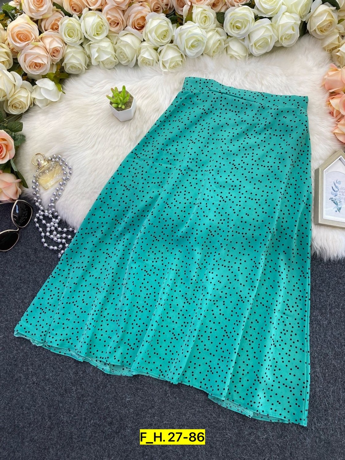 юбка средней длины,юбка в горошек,юбка,юбка длинная,женская юбка в горошек