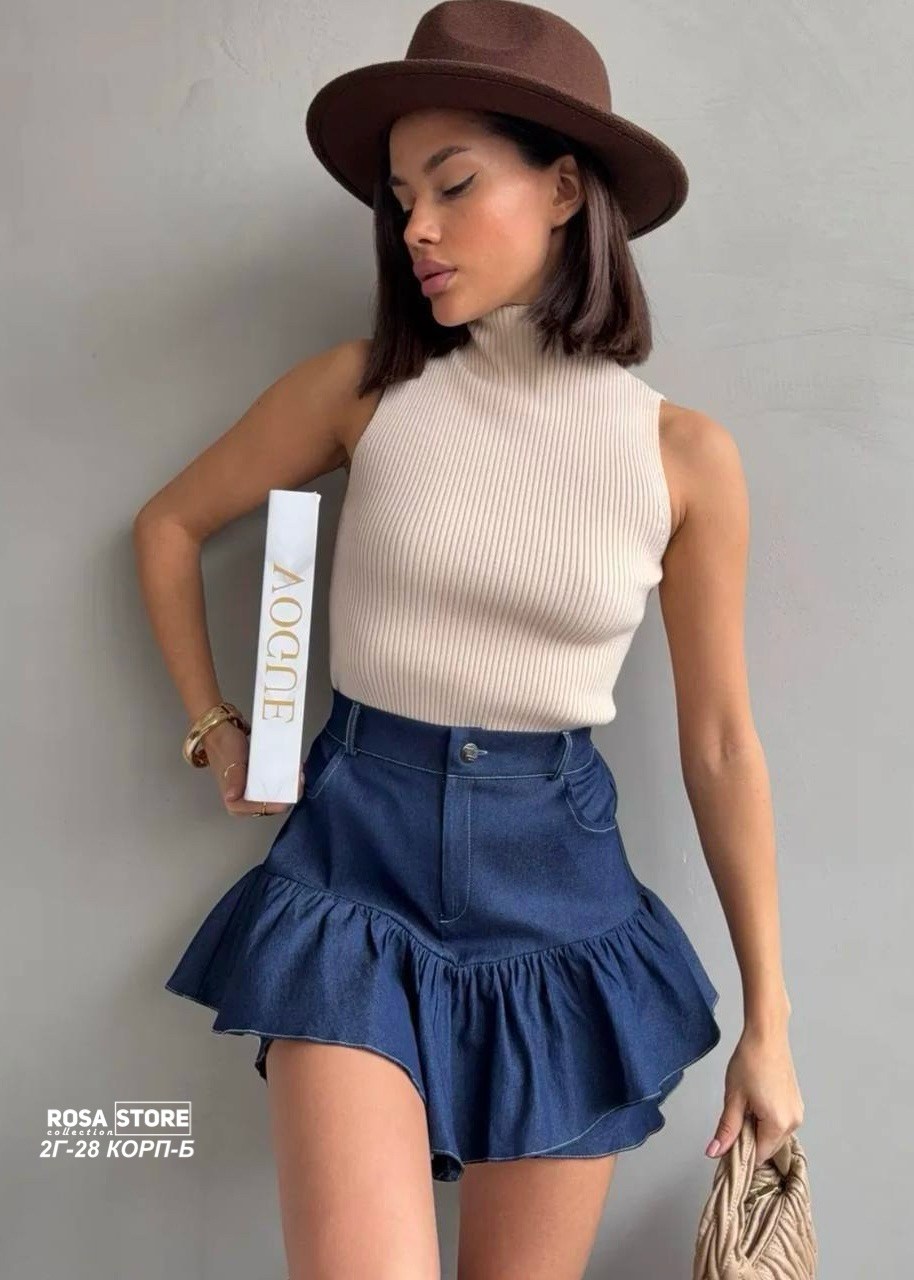 юбка,юбка джинсовая,женская юбка,юбка стильная,юбка с воланом