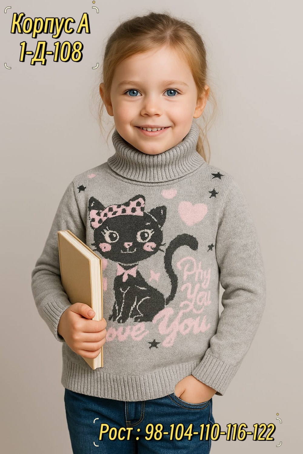 джемпер для девочек,свитер для девочек,водолазка lizi kids,джемпер детский,теплый джемпер