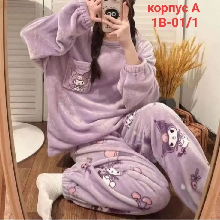 пижама плюшевая теплая со штанами,пижама панда женская,плюшевая пижама,теплая пижама,милая пижама sanrios кораллового флиса