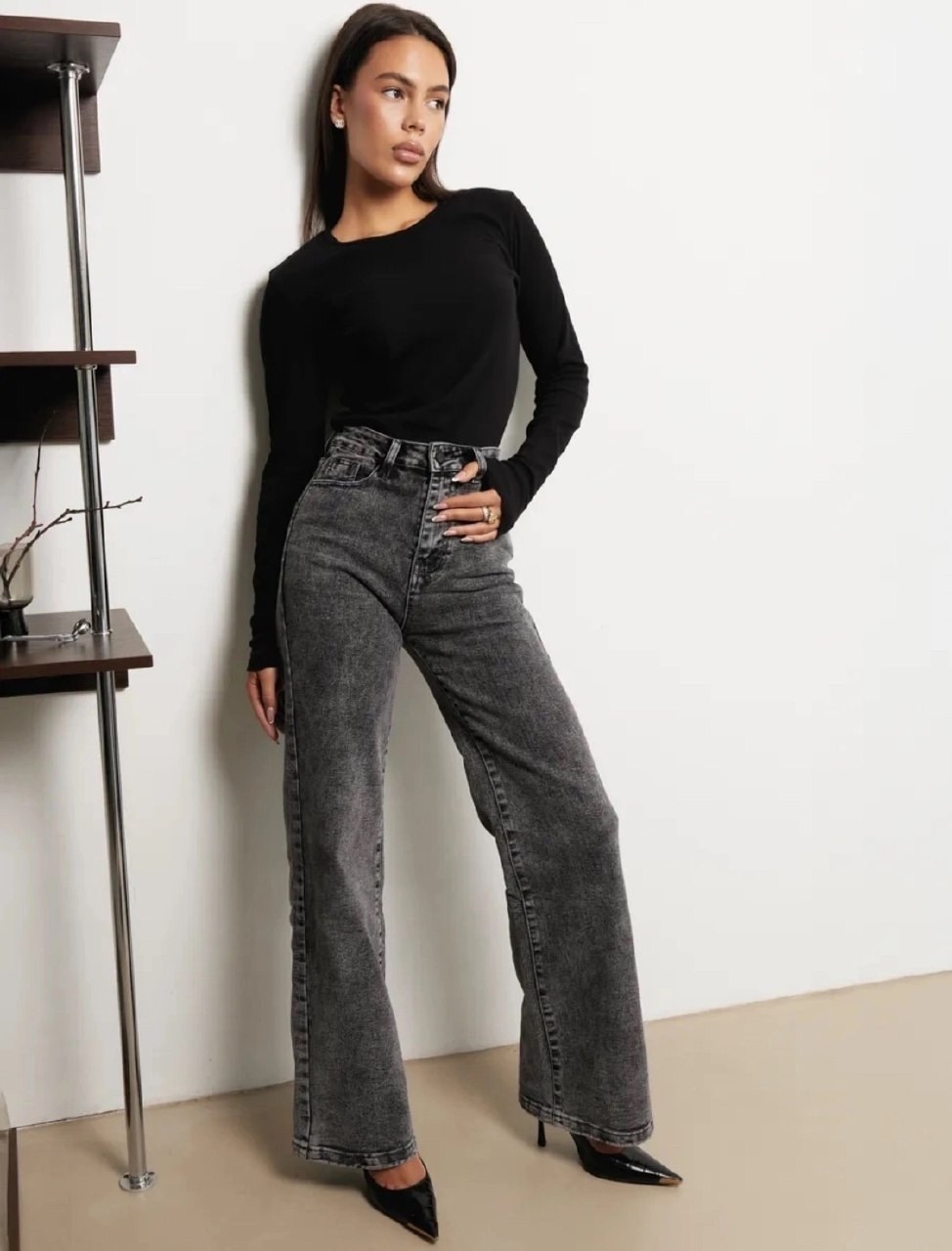 женские джинсы,женские джинсы трубы,серые широкие джинсы,джинсы плотные,джинсы женские серые