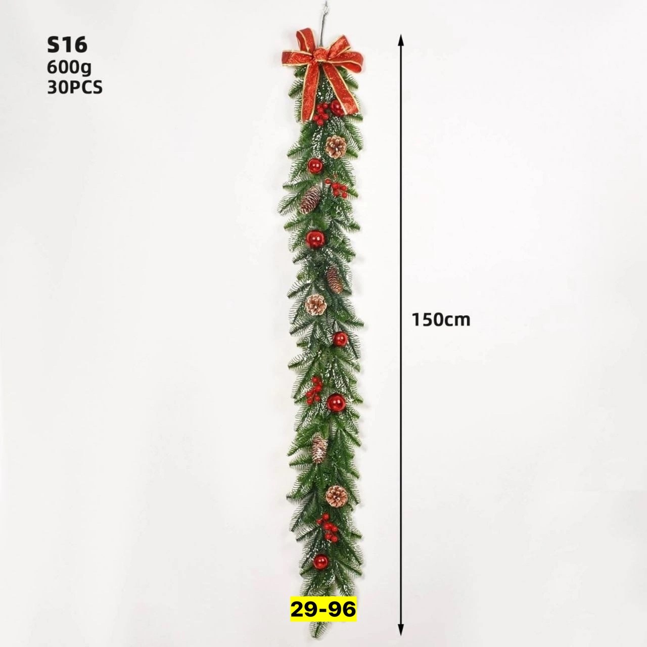 хвойная гирлянда,гирлянда хвойная, декорированная 180см.,новогодняя хвойная гирлянда,еловая гирлянда,венок новогодний литой