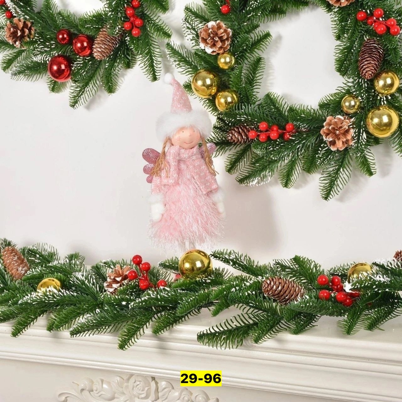 хвойная гирлянда,гирлянда хвойная, декорированная 180см.,новогодняя хвойная гирлянда,еловая гирлянда,венок новогодний литой