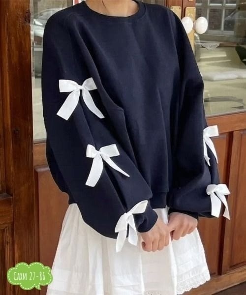 толстовка с бантами,стильная кофта,свитшот женская,кофта с бантом,повседневный свитшот