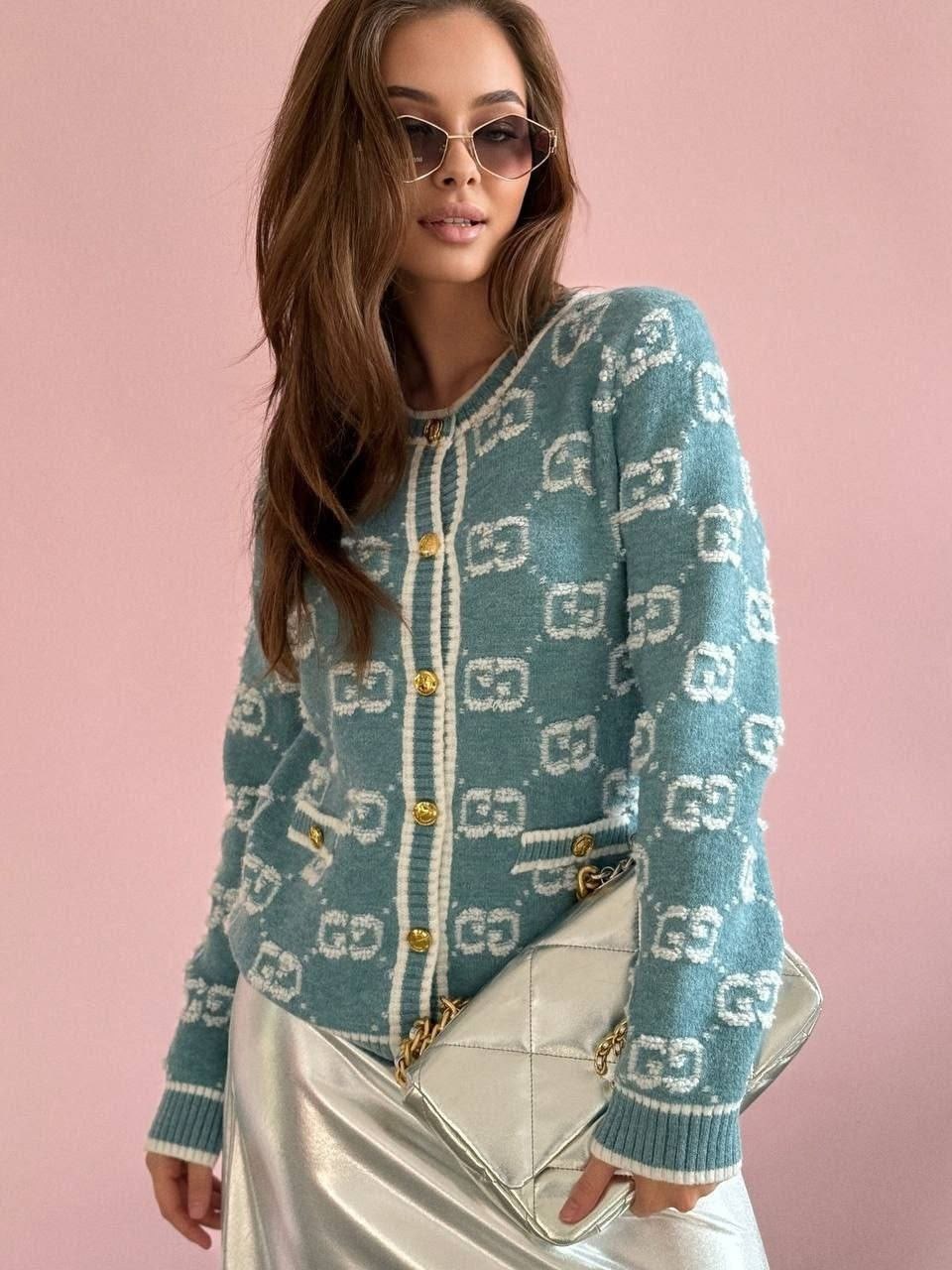 кардиган кофта,кардиган женский,модные кардиганы,кардиган,кардиган гуччи голубой