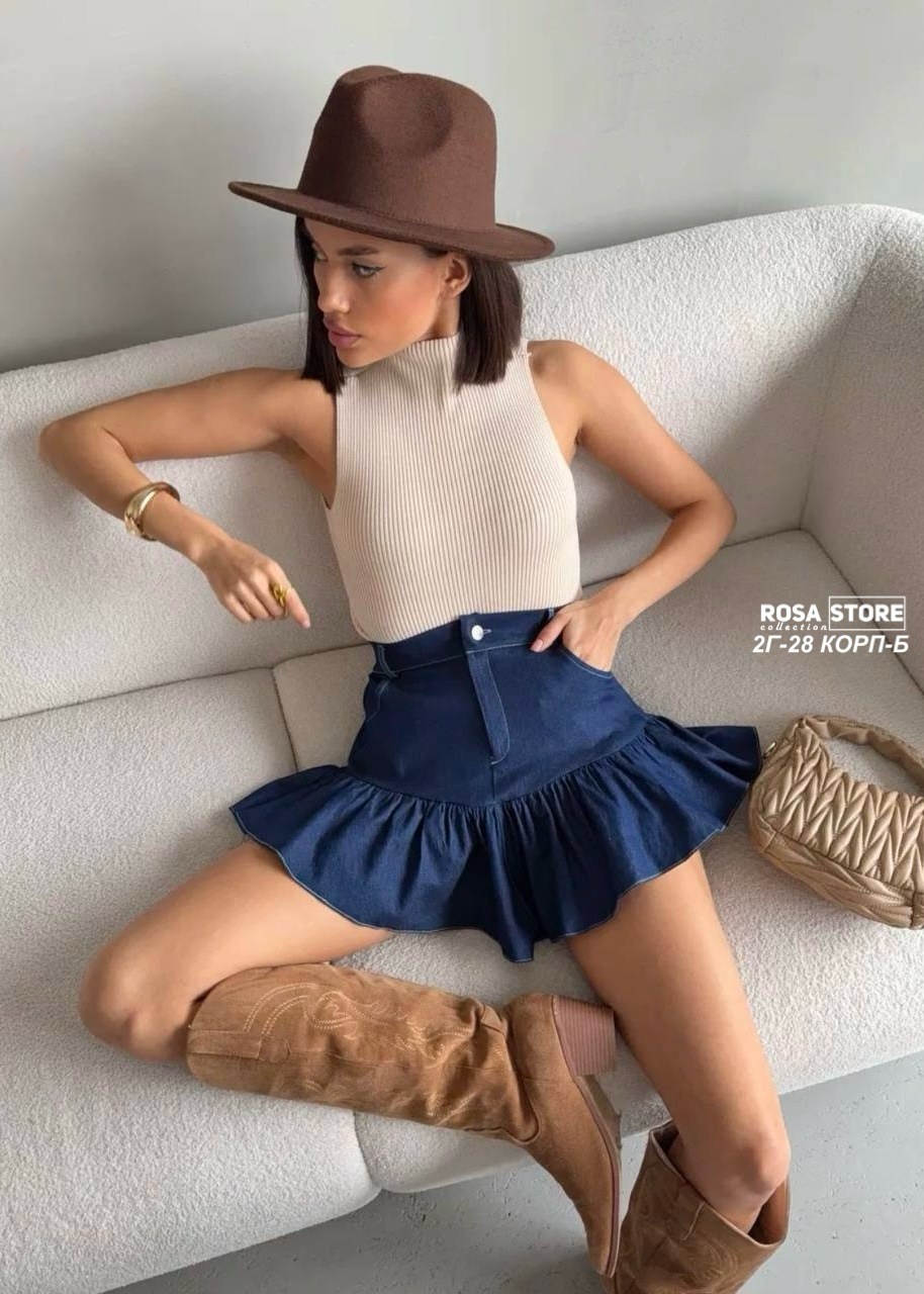 юбка,юбка джинсовая,женская юбка,юбка стильная,юбка с воланом