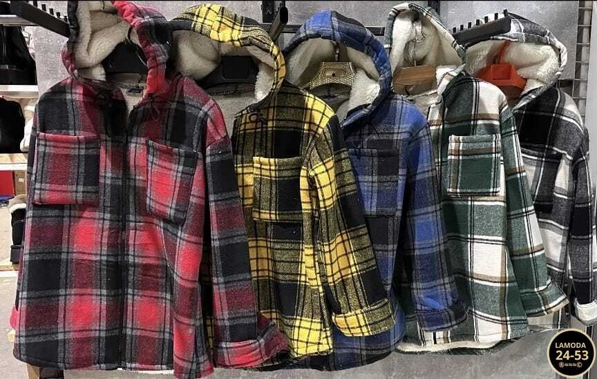 теплая рубашка,рубашка с капюшоном,рубашка теплая в клетку оверсайз,утепленная рубашка,рубашка клетку с капюшоном