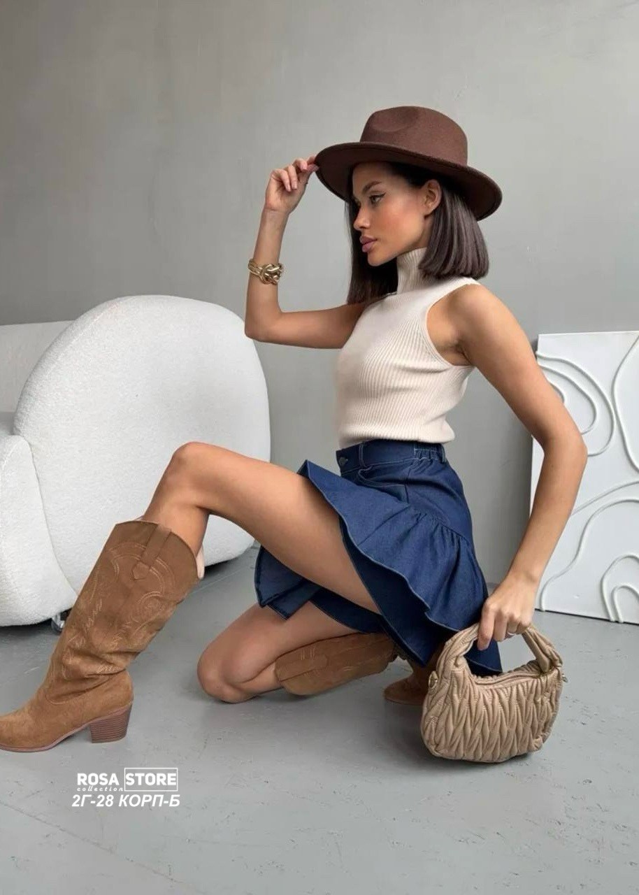 юбка,юбка джинсовая,женская юбка,юбка стильная,юбка с воланом