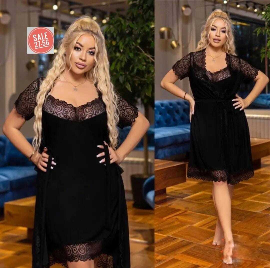 комплект пеньюар,ночная сорочка пеньюар,пеньюар с кружевом,комплект ночных рубашек,комплект сорочка пеньюар