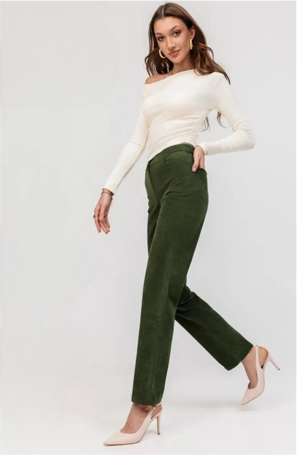 вельветовые брюки,брюки женские вельветовые,вельветовые брюки женские с высокой посадкой,штаны вельветовые зеленые мом,вельветовые штаны