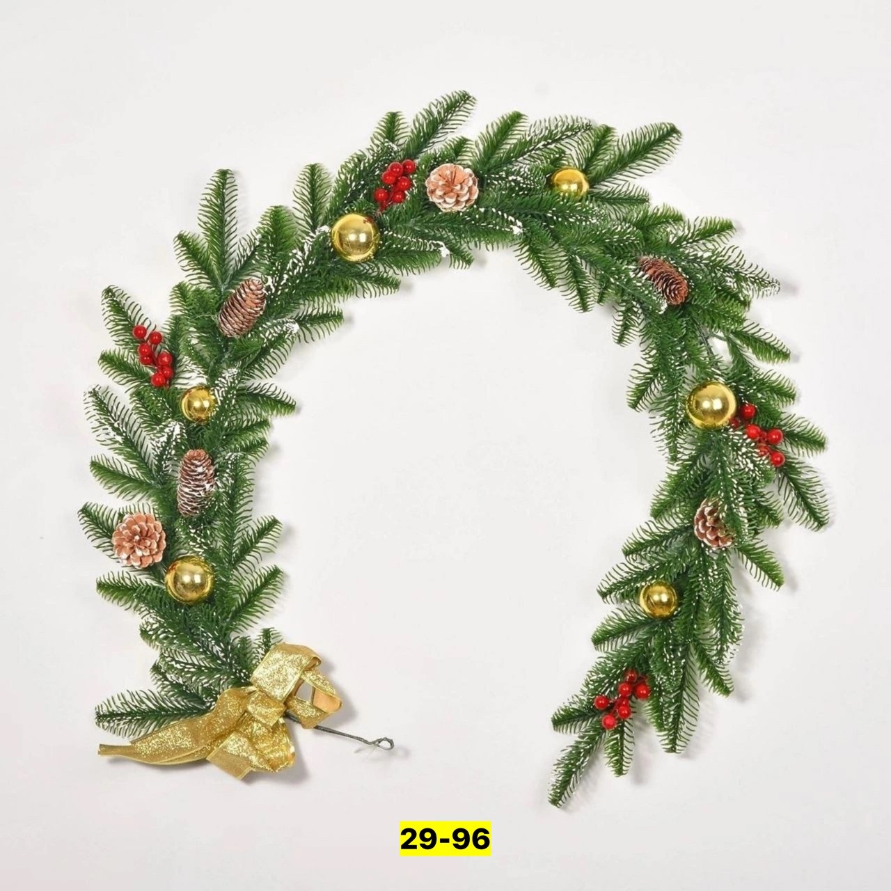 хвойная гирлянда,гирлянда хвойная, декорированная 180см.,новогодняя хвойная гирлянда,еловая гирлянда,венок новогодний литой
