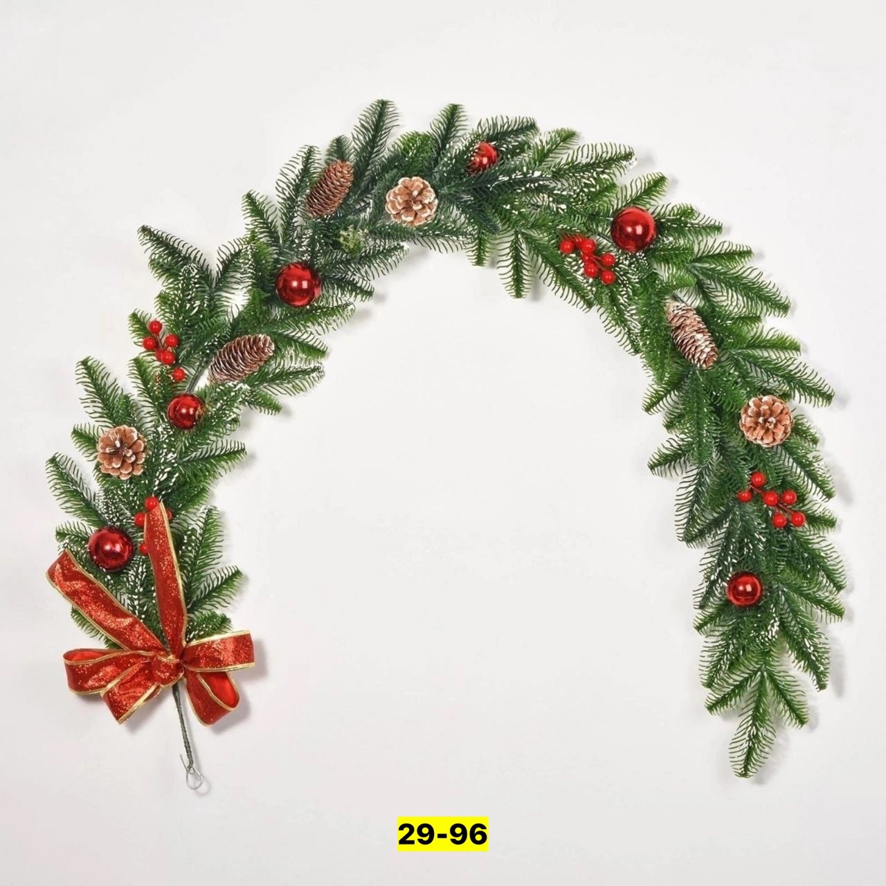 хвойная гирлянда,гирлянда хвойная, декорированная 180см.,новогодняя хвойная гирлянда,еловая гирлянда,венок новогодний литой