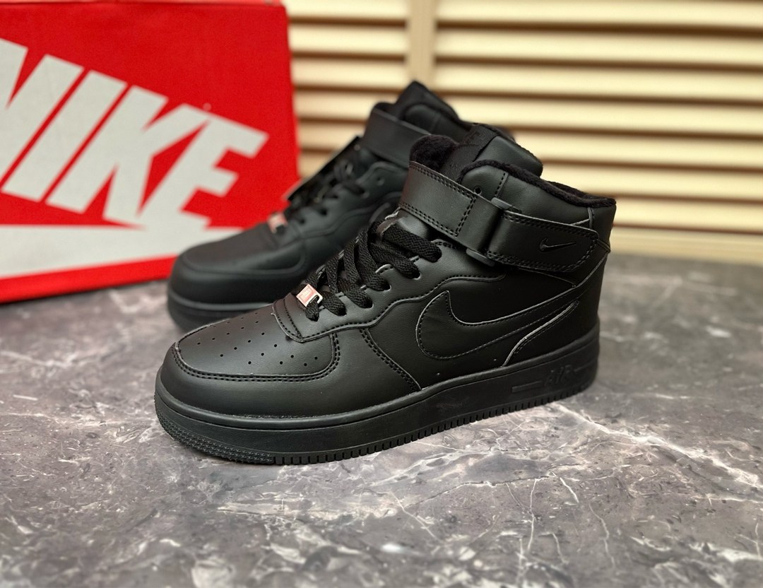 кросcовки nike air force 1,nike air force 1 mid black,найк аир форс 1 высокие черные,air force 1 black,nike air force 1 mid '07 all black черные