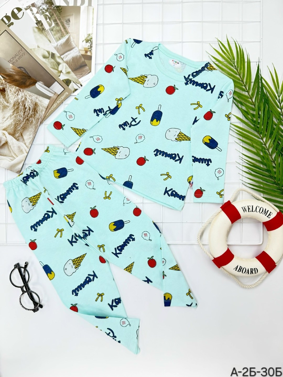 комплект пижама,пижама детская,пижама для девочек,пижама с мандаринами,пижама с принтом