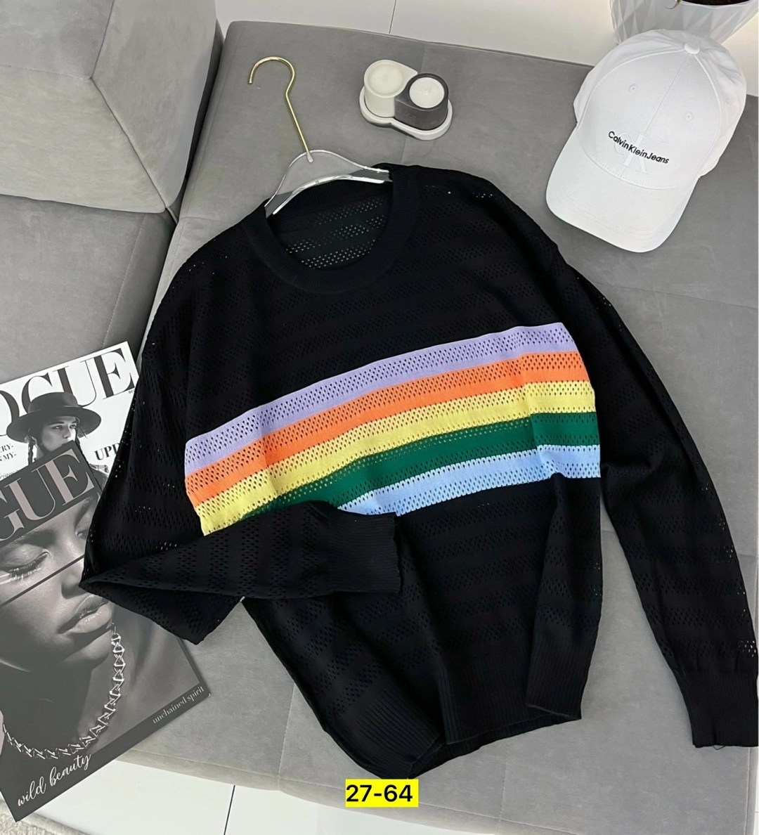 вязаные свитера,женский трикотажный свитер в полоску,радужный свитер,женский вязаный свитер,вязаный свитер в полоску