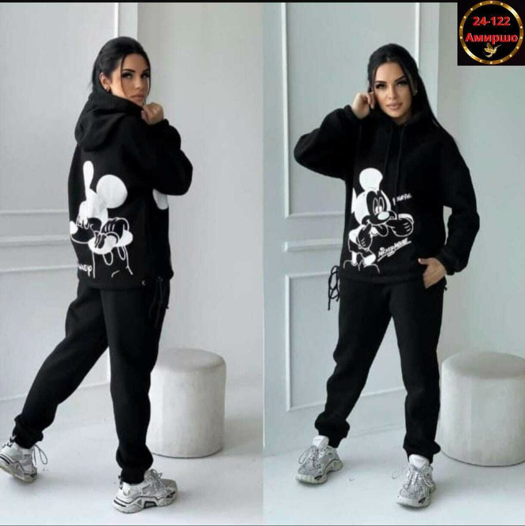 спортивный костюм с микки маусом женский на флисе,костюмы двойки,женские костюмы,женский трикотажный костюм с микки маусом,костюмы спортивные женские