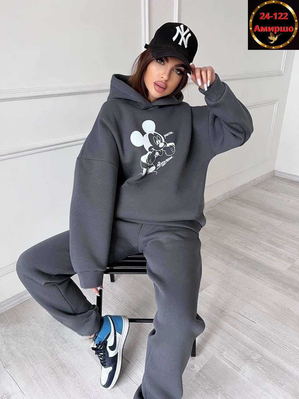 спортивный костюм с микки маусом женский на флисе,костюмы двойки,женские костюмы,женский трикотажный костюм с микки маусом,костюмы спортивные женские