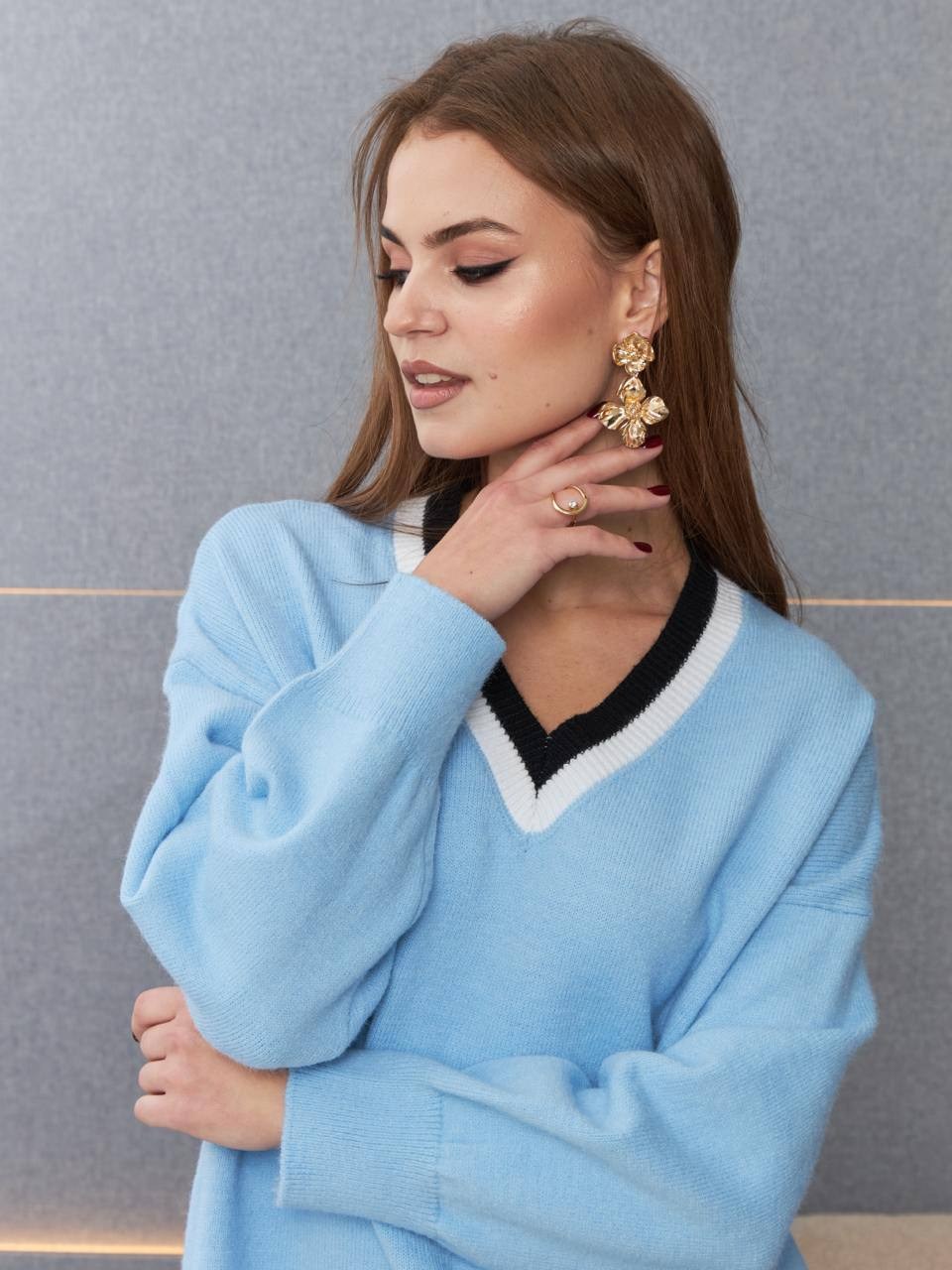 туника голубая,туника женская,свитера туники,платье туника,стильная туника