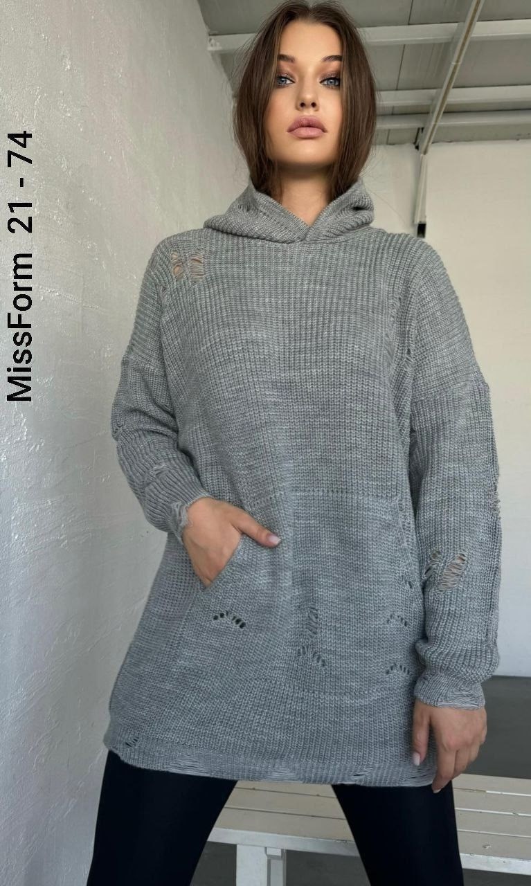 женские свитера,кофта свитер,свитера с капюшоном,кофта женская,вязаная туника