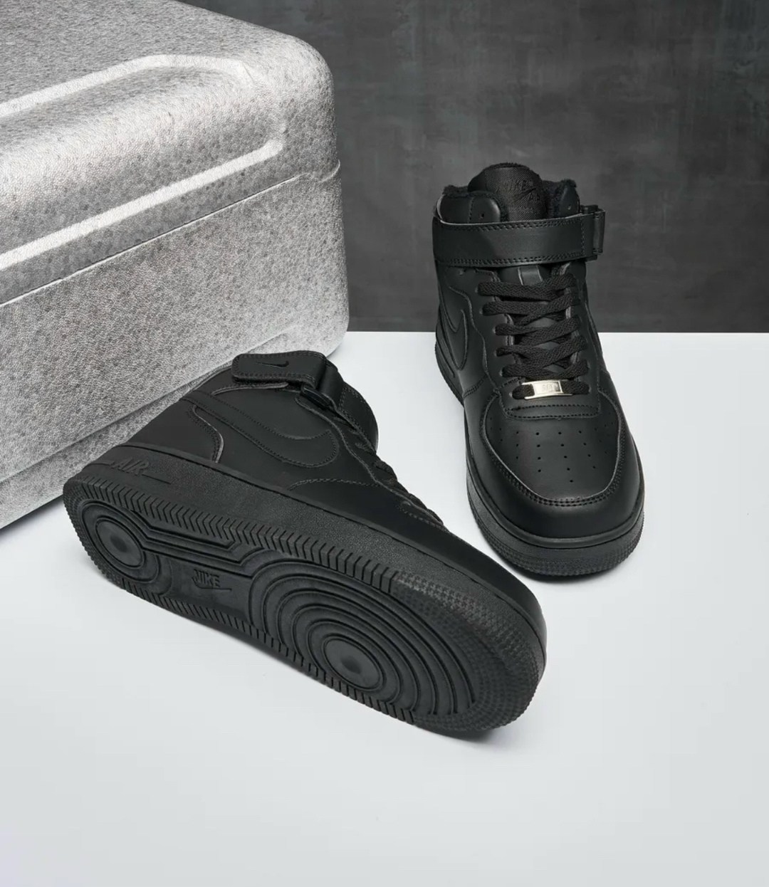 кросcовки nike air force 1,nike air force 1 mid black,найк аир форс 1 высокие черные,air force 1 black,nike air force 1 mid '07 all black черные
