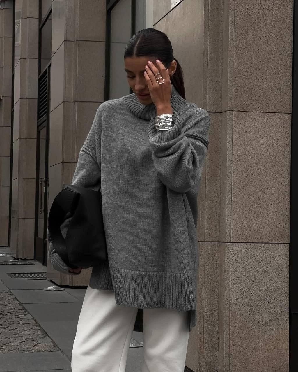 свитер оверсайз с горлом удлиненный,свитер длинный оверсайз вязаный,свитер оверсайз вязаный с горлом теплый,теплый свитер оверсайз,свитер удлиненная