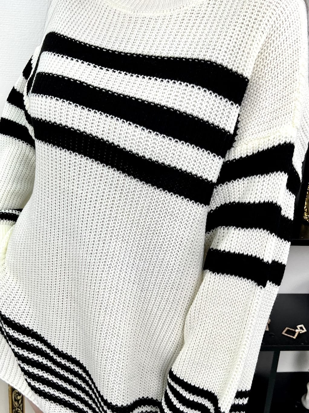 свитер удлиненная,женский свитер в полоску,вязаный свитер оверсайз в полоску,джемпер кофта,женский джемпер