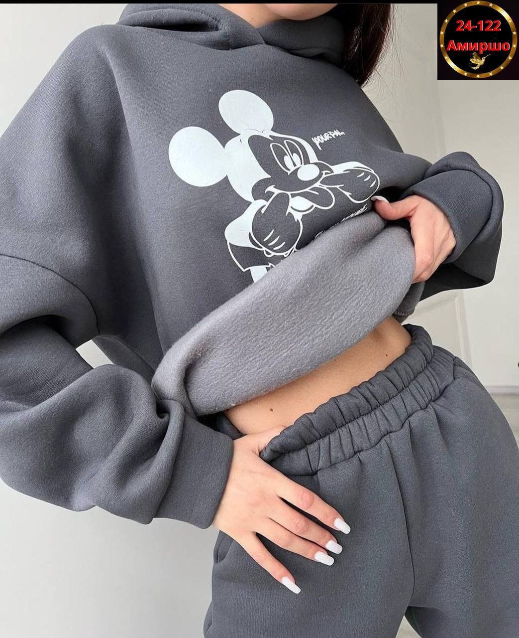 спортивный костюм с микки маусом женский на флисе,костюмы двойки,женские костюмы,женский трикотажный костюм с микки маусом,костюмы спортивные женские