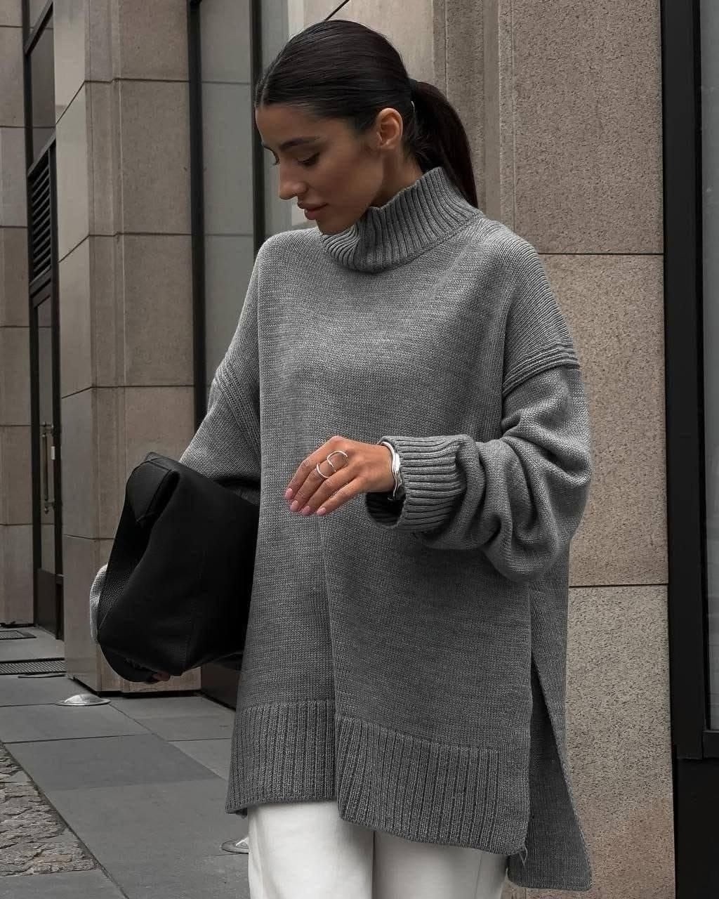 свитер оверсайз с горлом удлиненный,свитер длинный оверсайз вязаный,свитер оверсайз вязаный с горлом теплый,теплый свитер оверсайз,свитер удлиненная