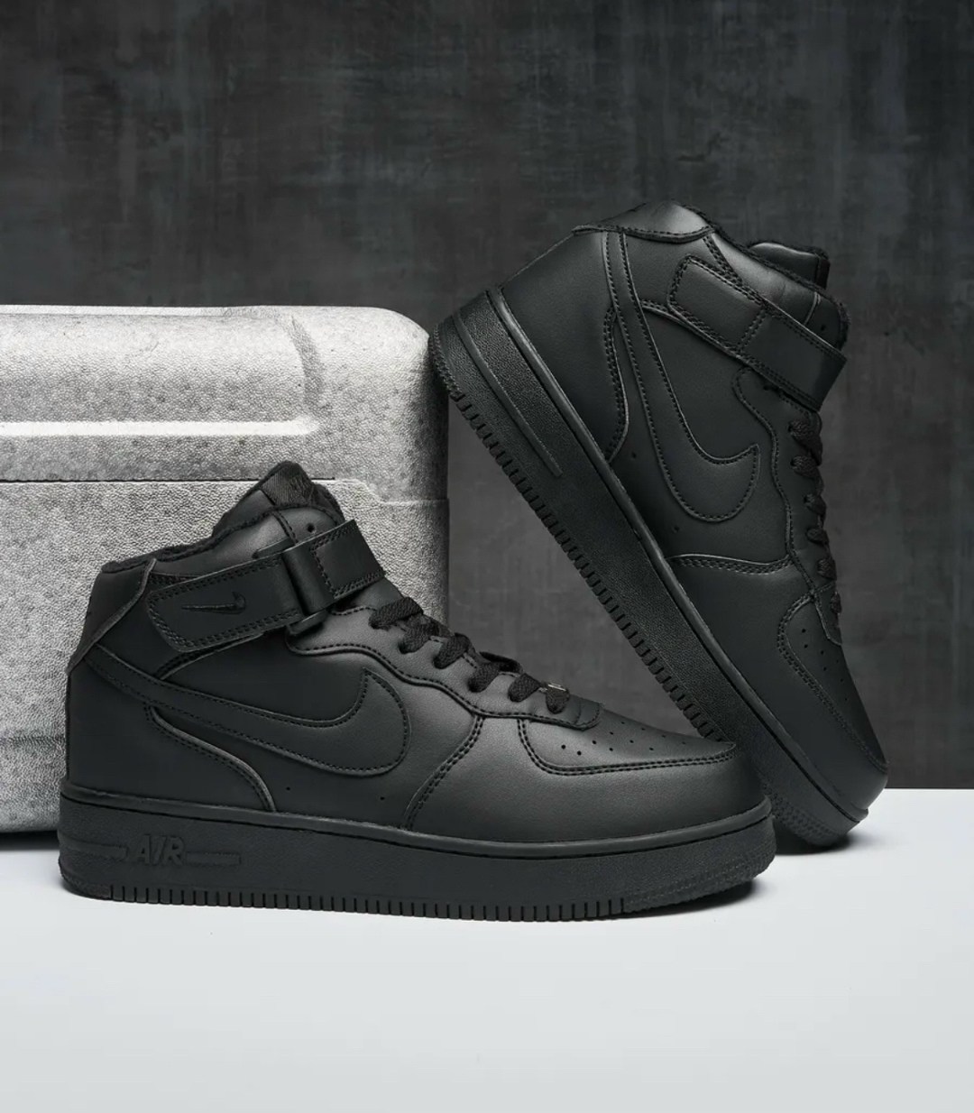 кросcовки nike air force 1,nike air force 1 mid black,найк аир форс 1 высокие черные,air force 1 black,nike air force 1 mid &#x27;07 all black черные