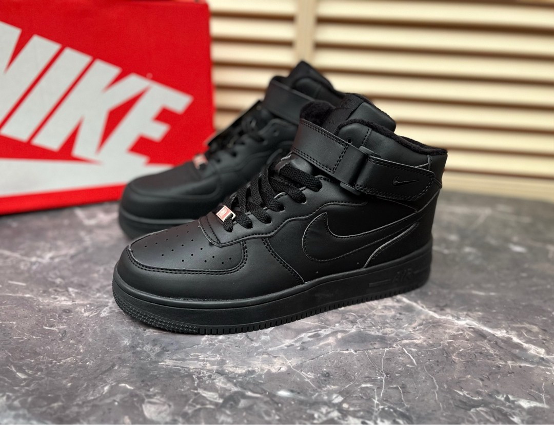 кросcовки nike air force 1,nike air force 1 mid black,найк аир форс 1 высокие черные,air force 1 black,nike air force 1 mid &#x27;07 all black черные
