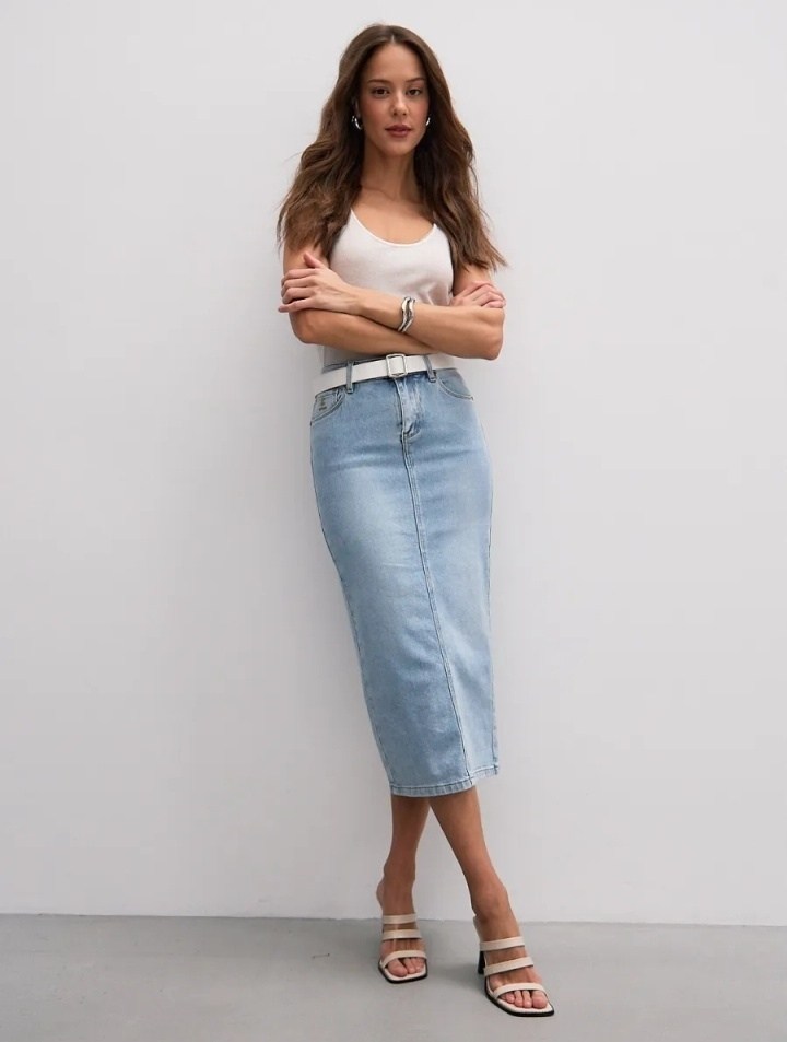 юбка джинсовая,джинсовая юбка миди,юбка джинсовая миди с разрезам,длинные юбки,женские джинсовые юбки