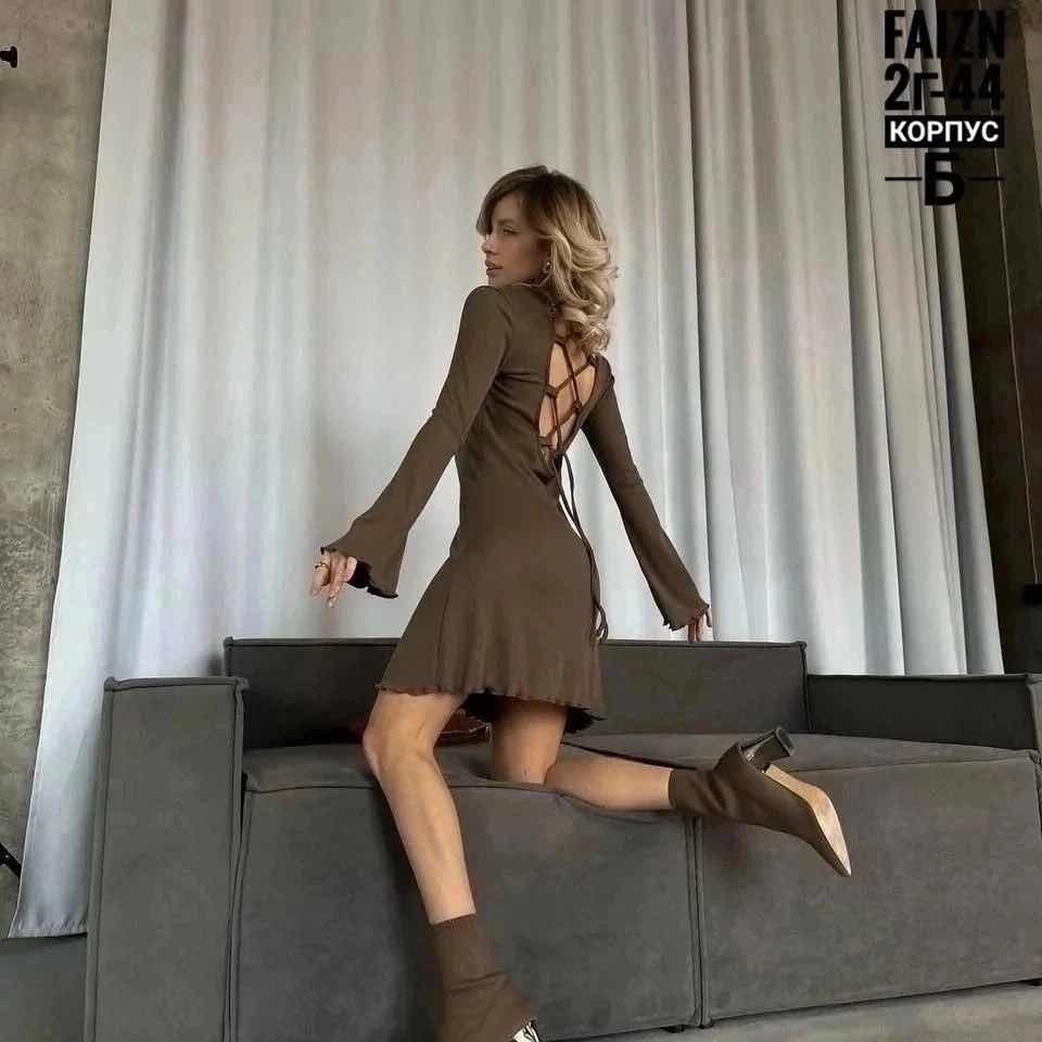 женская платья лапша,платье лапша,трикотажное платье,элегантное платье,платье женское коричневое