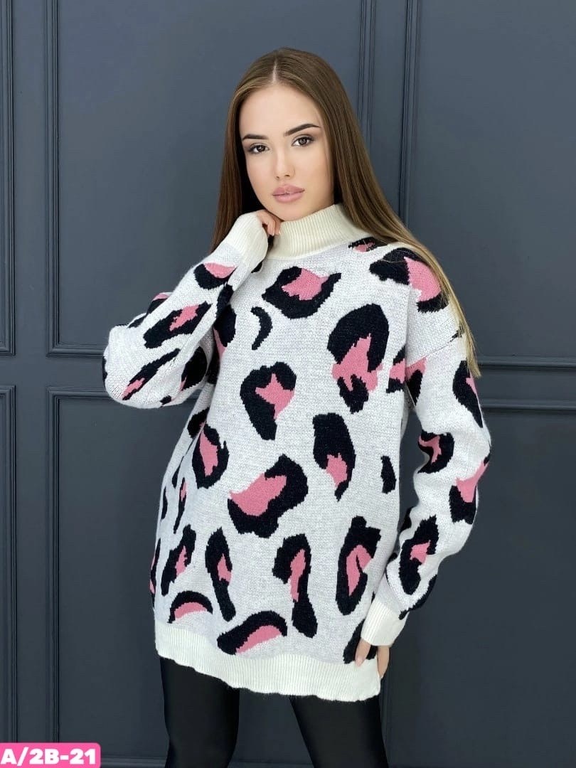 свитер оверсайз женский леопард,свитера женские,женский свитер с принтом,свитер леопард розовый,свитер женский кофта